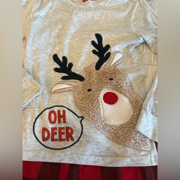 Holiday Time reindeer Christmas pajamas shirt & pants Girls size 8 - Picture 3 of 6
